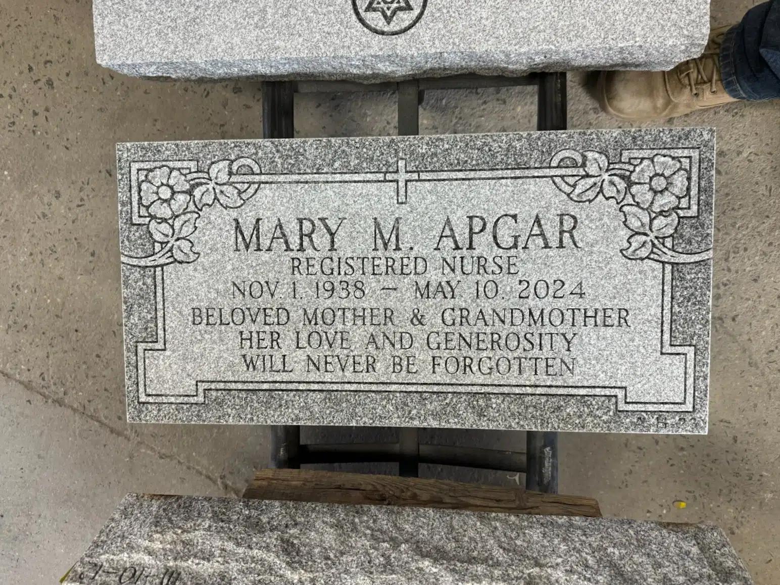 Granite Custom Grave Marker hand-carved by Custom Marker Shop in NJ — image 7